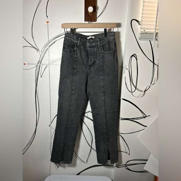 SO High Rise Straight Leg w/ Slit Ankle Gray Women's Jeans Size 7 Button Fly - Picture 1 of 8